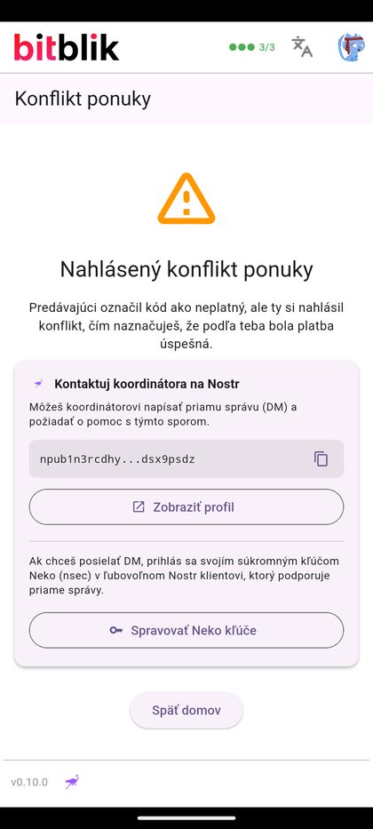 Kontakt na koordinátora cez Nostr